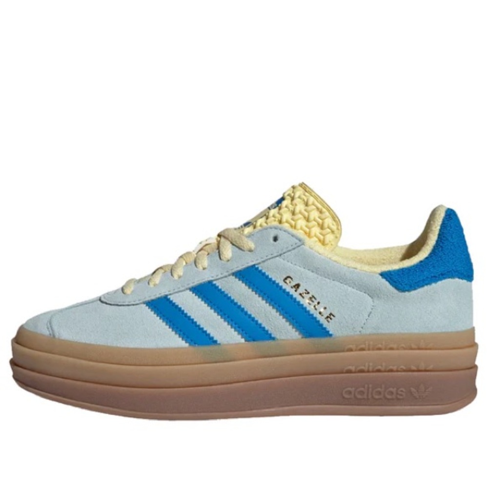 Adidas Gazelle bold in light blue with yellow. Excellent condition. Size 5